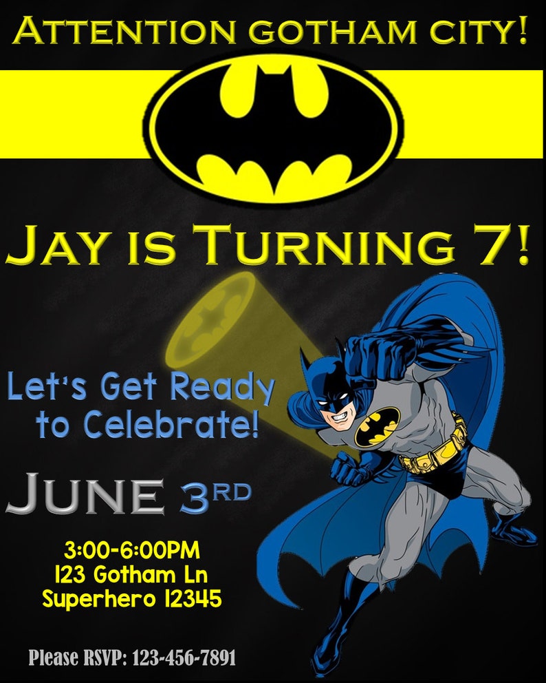 Batman Birthday Invitation Etsy