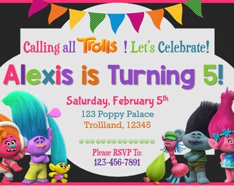 Trolls Birthday Invitation
