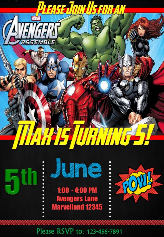 Invitation D Anniversaire Avengers Etsy Invitation D Anniversaire Avengers Etsy