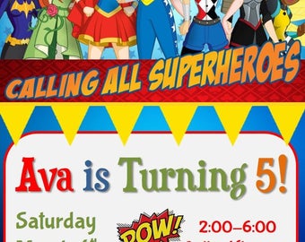 DC Super Hero Girls Birthday Invitation