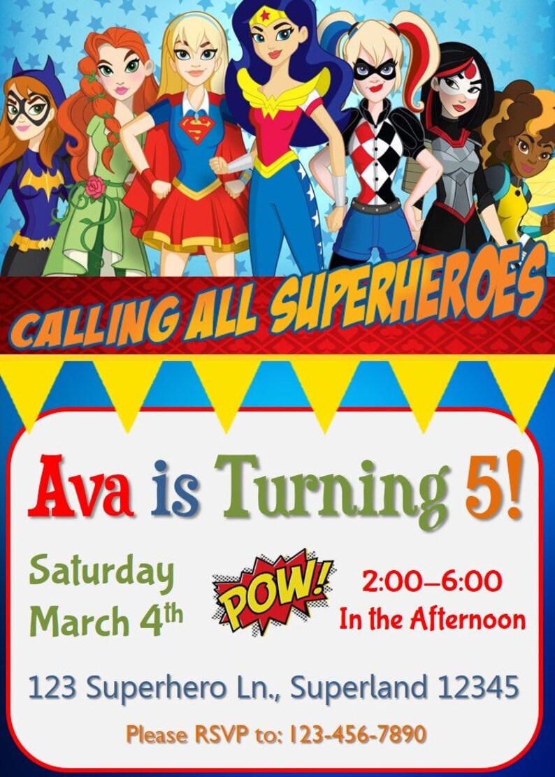 DC Super Hero Girls Birthday Invitation - Etsy