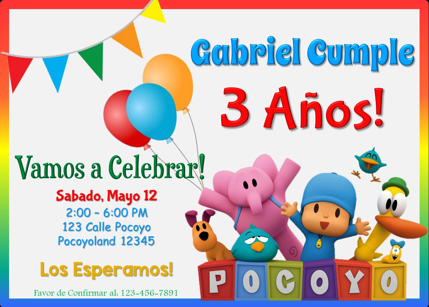 Invitación de cumpleaños de Pocoyo