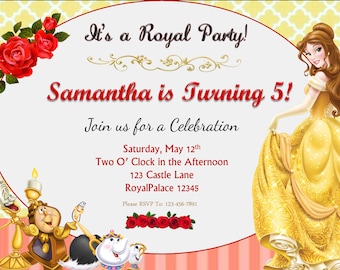 Beauty and the Beast Belle Birthday Invitation