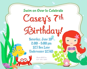 Little Mermaid Birthday Invitation
