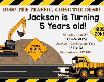 Construction Birthday Invitation