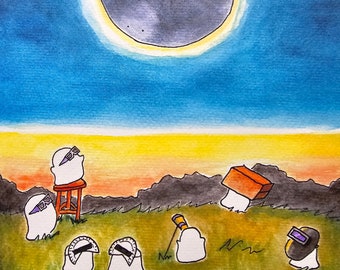 8x10 Print of Original Watercolor Illustration "A Special Day for Moon"