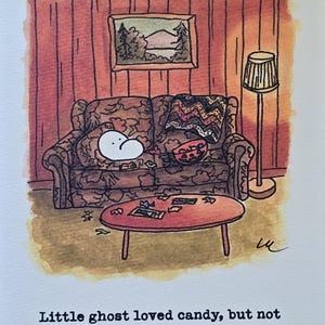 5x7 Print of &quot;Little Ghost and Candy&quot;