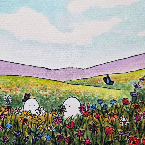 5x7 Print of Original Watercolor Illustration "Ghosts in a Meadow"