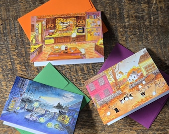 Set of 3 Halloween Greeting Cards