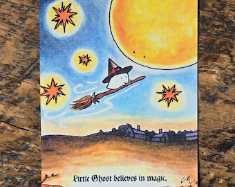 3.5x5 Signed Mini Print  "Little Ghost believes in magic."