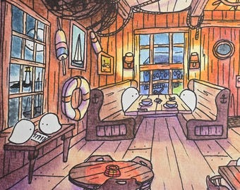 5x7 Signed Print "Harbor After Dark Part II"
