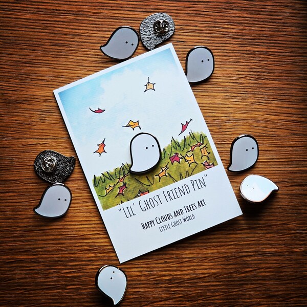 1" Hard Enamel "Lil' Ghost Friend Pin"