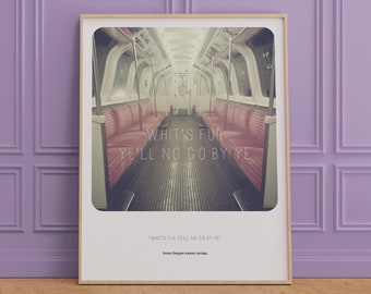 Glasgow Art Print, Empty Subway Car, Scottish Gift, Scotland