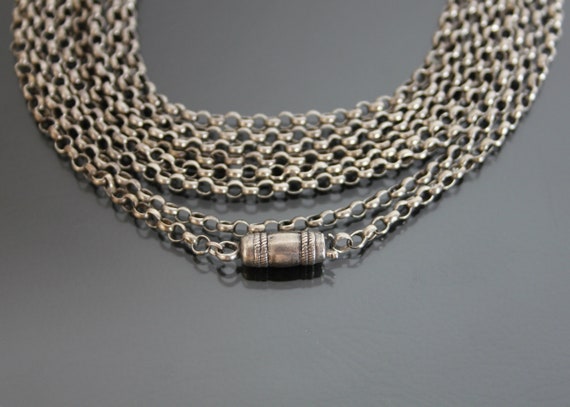 Victorian 60" Belcher Chain 800 Silver. Barrel Cl… - image 2