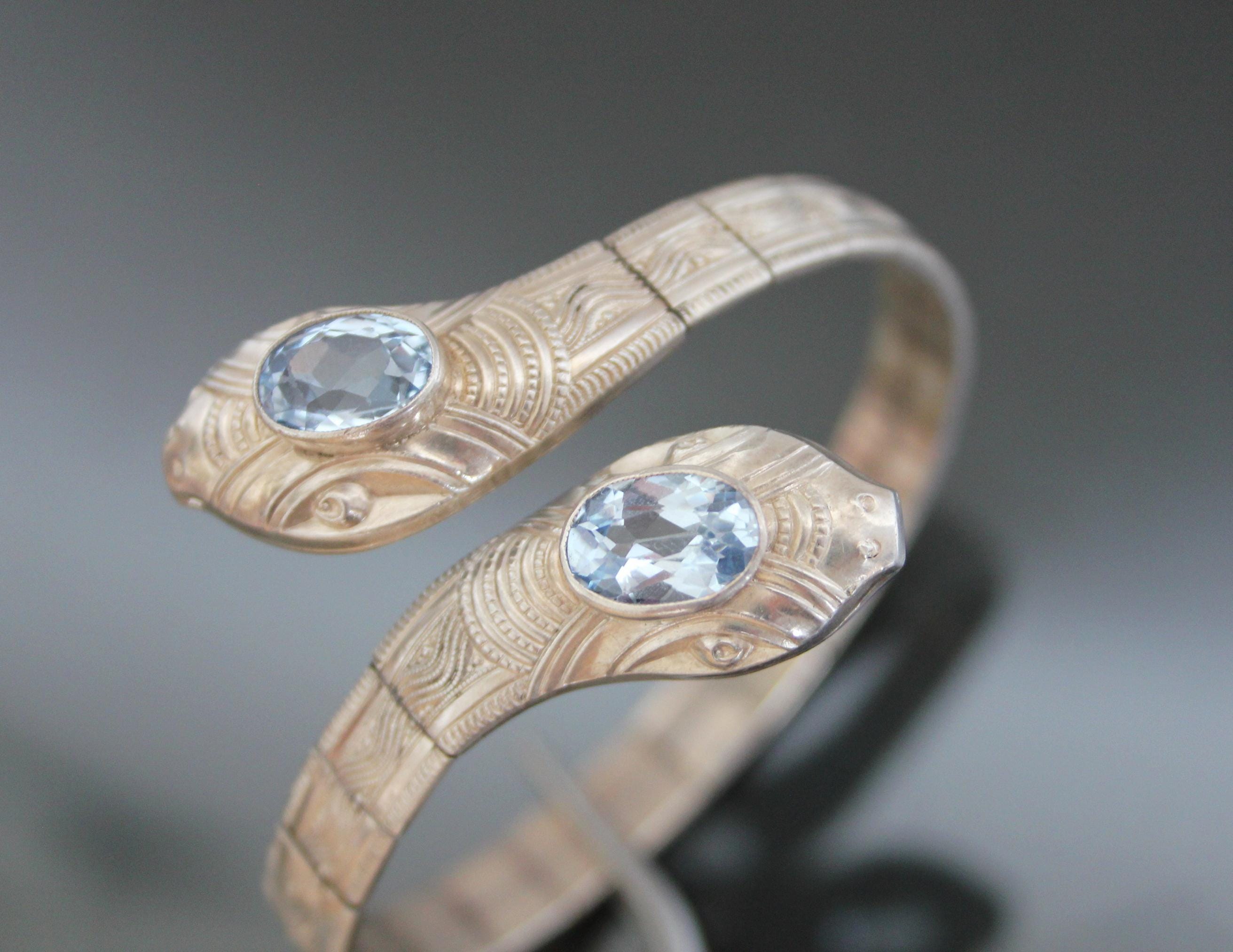 ANDREAS DAUB. Art Deco Snake Bracelet. Serpent 835 Silver Coiled