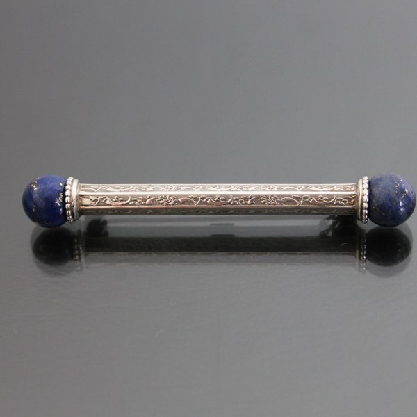 FRANZ ZERENNER. Edwardian Lapis Lazuli Brooch. 835 Silver. Art Nouveau Pin