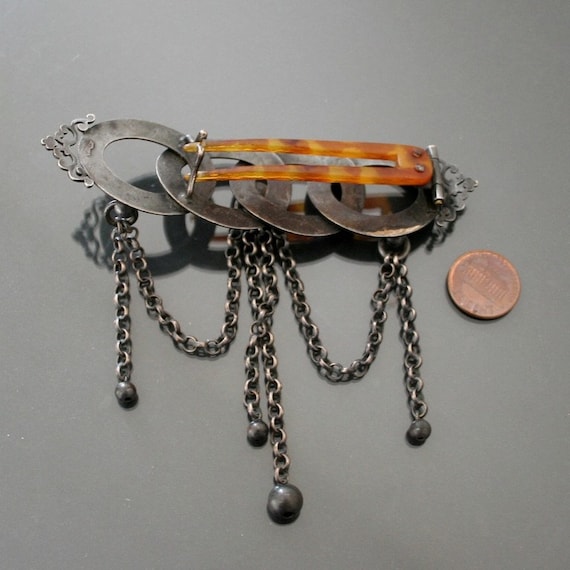 Antique Silver-Tone Decorative Hair Pick with Ball Accents Vintage Sterling Silver Hair Picks - Etsy main image 2