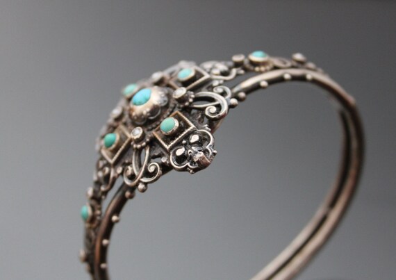 Victorian Neo-Reanaissance Turquoise Bangle and P… - image 4