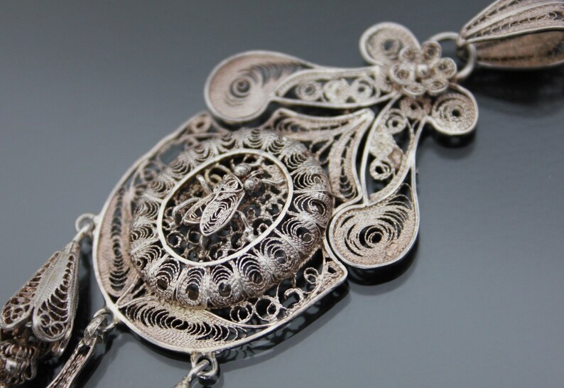 Victorian Locket Fly. Italian Grand Tour. Silver 925 Sterling Filigree Insect Pendant image 6