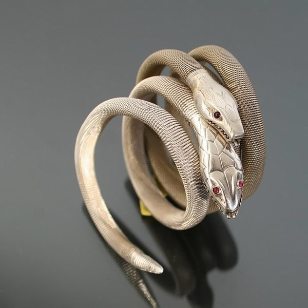 FOR NICOLE Art Deco Snake Bracelet. Woven 800 Silver