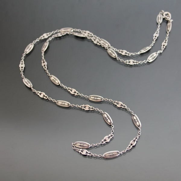 Art Nouveau Jugendstil Chain. THEODOR W. HERBSTRITH 830 Silver. Antique Edwardian Necklace.