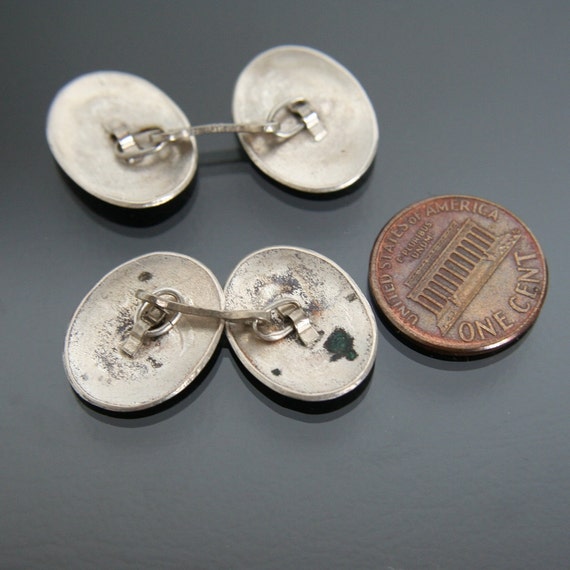 Boutons De Manchette Argent Massif 800 – Art Déco – Anciens