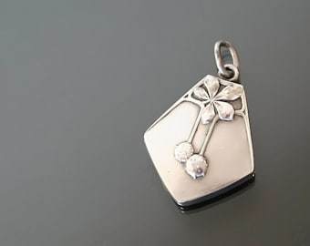 Jugendstil FALK BROTHERS Chestnut Pendant. 800 Silver. Art Nouveau Monogrammed Charm EA