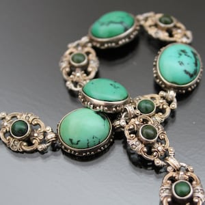 Austro ungarischen Stil Neo Renaissance 925 Sterling Silber Armband, Türkis, Saatperlen.