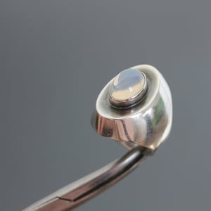 1960's HANSRUDI HOFER Ring. Moonstone Vintage 835 Silver. Modernist, Minimalist