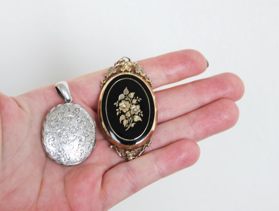 Victorian Mourning Hair, Enamel Locket. Rolled Go… - image 7