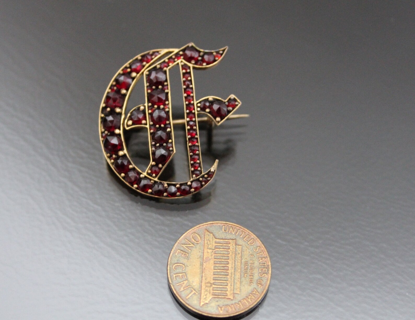 Victorian Bohemian Initial E Brooch. Antique Pin Rose Etsy