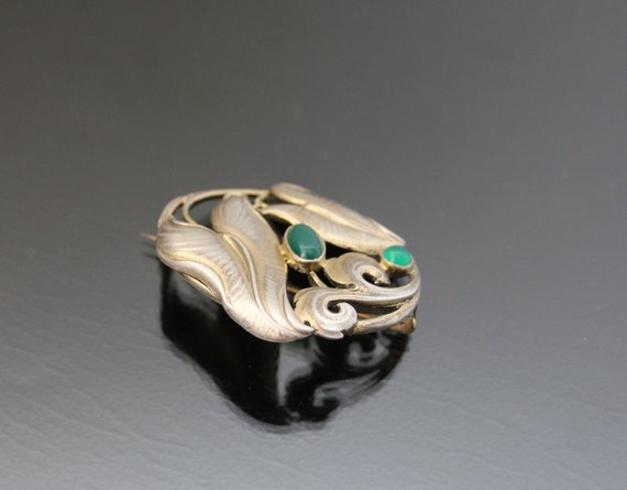 Broche Art Nouveau 1900 En Argent Massif - Style Jugendstil - Poinçon LINA - Très Bon état