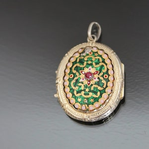 Victorian French Bressan Locket. Gilded 900 Silver Antique Photo Pendant.