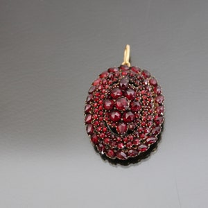 Antique Victorian Locket. Bohemian Garnet Pendant, Vintage Keepsake.
