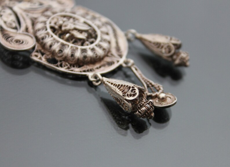 Victorian Locket Fly. Italian Grand Tour. Silver 925 Sterling Filigree Insect Pendant image 5