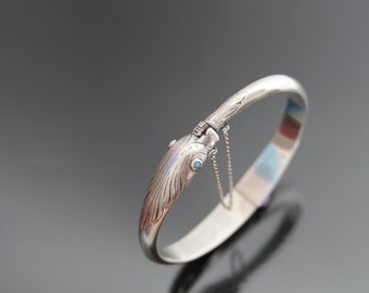 Snake Bracelet Silver 800, Tourquoise. Early Victorian Ouroboros Antique Hinged Bangle.