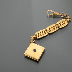 KOLLMAR & JOURDAN Antique Art Nouveau Locket Chatelaine. Wath Fob, Yellow Gold Plate. Monogrammed. JR, Rj