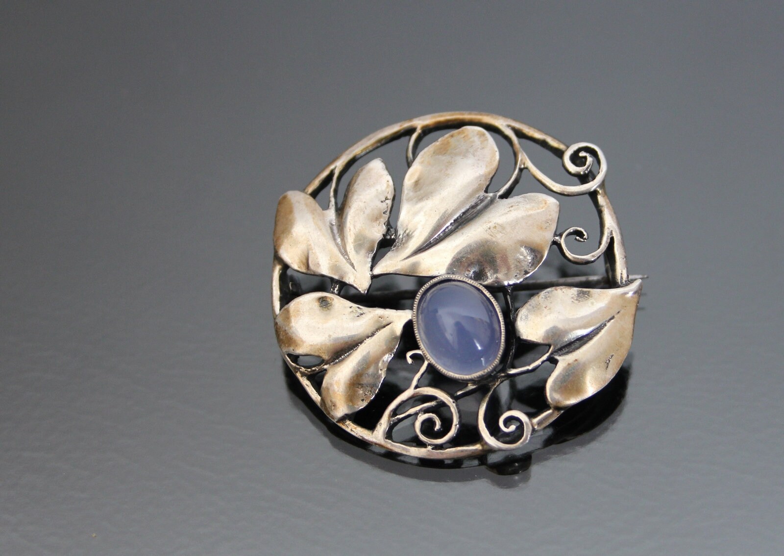 Jugendstil THEODOR FAHRNER Silver 800 Art Nouveau Chalcedony
