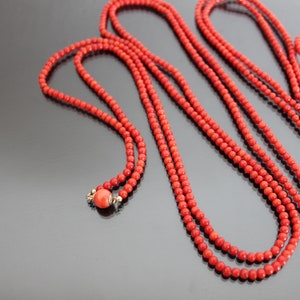 95&quot; KÖHLE - JKa - Oxblood Coral Necklace. Silver 925 Sterling. High Quality.