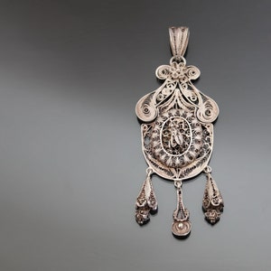 Victorian Locket Fly. Italian Grand Tour. Silver 925 Sterling Filigree Insect Pendant