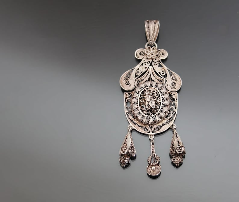 Victorian Locket Fly. Italian Grand Tour. Silver 925 Sterling Filigree Insect Pendant image 1