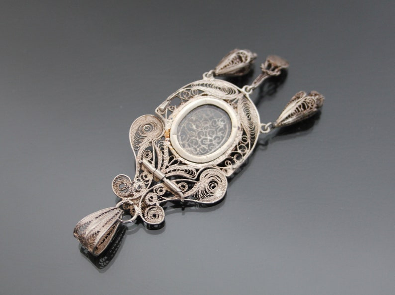 Victorian Locket Fly. Italian Grand Tour. Silver 925 Sterling Filigree Insect Pendant image 2