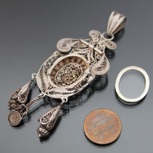 Victorian Locket Fly. Italian Grand Tour. Silver 925 Sterling Filigree Insect Pendant image 4
