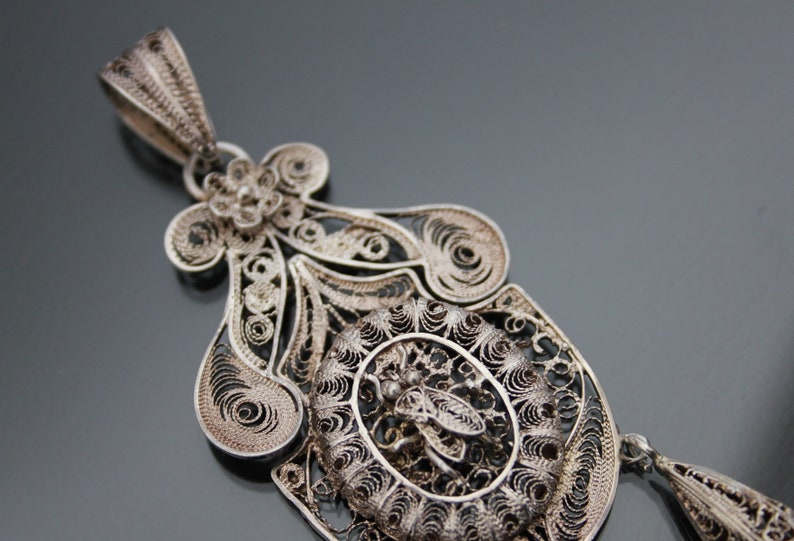 Victorian Locket Fly. Italian Grand Tour. Silver 925 Sterling Filigree Insect Pendant image 8