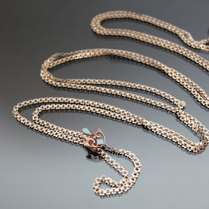60&quot; Edwardian Book Chai, Solid Silver Rose Gold Plated. Opal Slide. Antique Venetian Watch Sautoir Necklace, AV