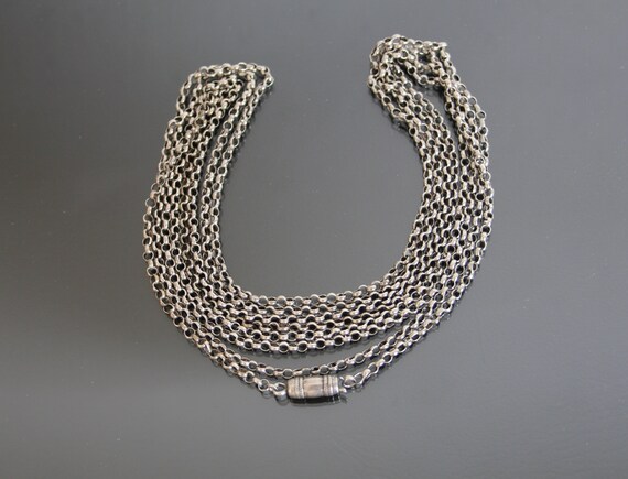 Victorian 60" Belcher Chain 800 Silver. Barrel Cl… - image 1