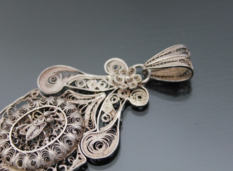 Victorian Locket Fly. Italian Grand Tour. Silver 925 Sterling Filigree Insect Pendant image 7