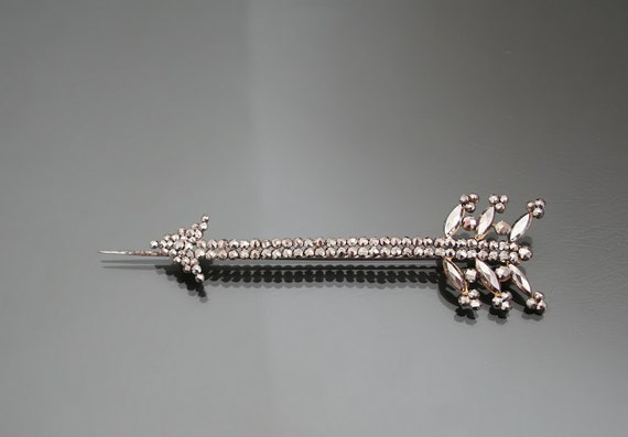 Victorian Cut Steel Arrow Brooch. Antique