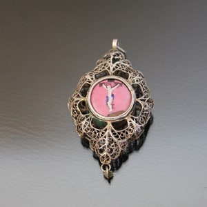 1024j フランス アンティーク ロザリオ クロス ペンダント コミュニオン Cross on Cross Pendant : S (Black CZ)｜クロス・オン・クロス