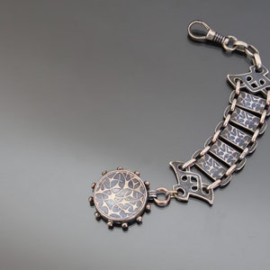 Medallón con foto de estilo victoriano con placa de niello. Colgante antiguo para reloj de plata de ley 925.